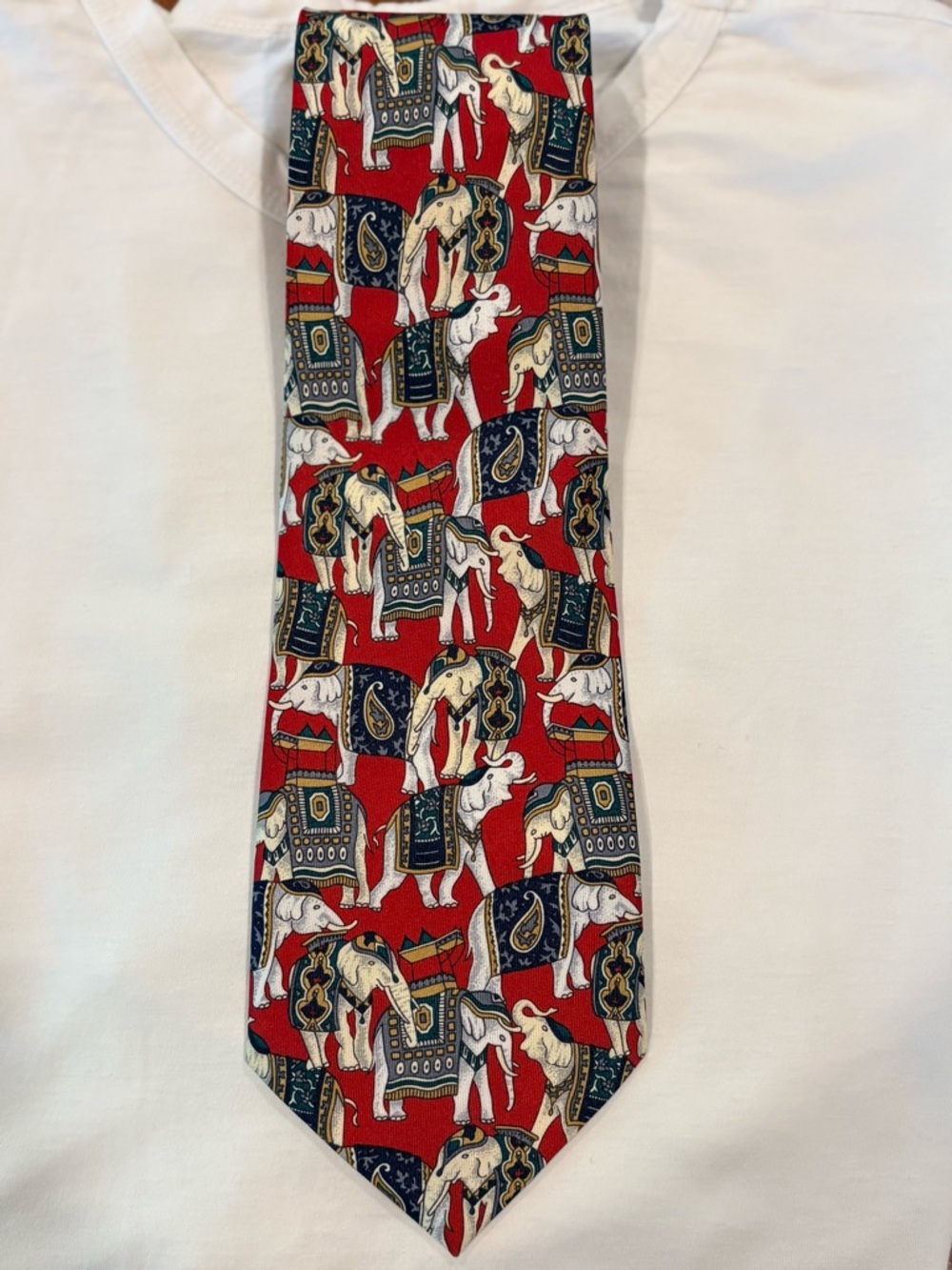Ladies Style W/ Ties, Unisex, René Chagal Handmade Elephant Print Silk Tie
